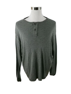 Daniel Cremieux Classics Mens Knit Cotton Dark Army Green Henley Sweater XL